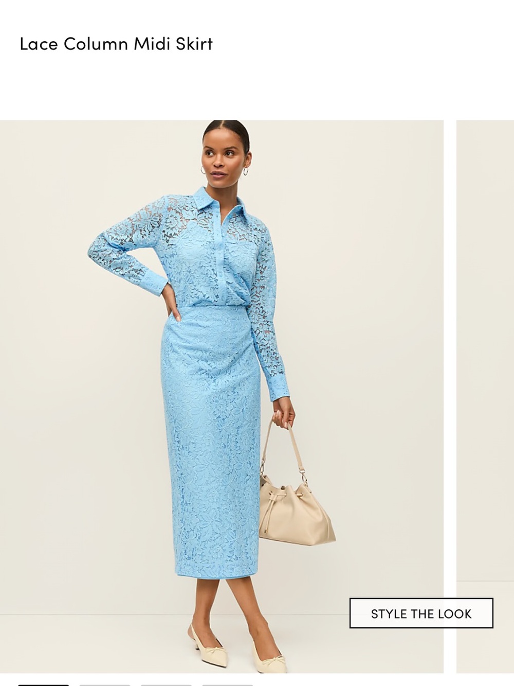 Ann Taylor  Lace Column Midi Skirt in Blue Air